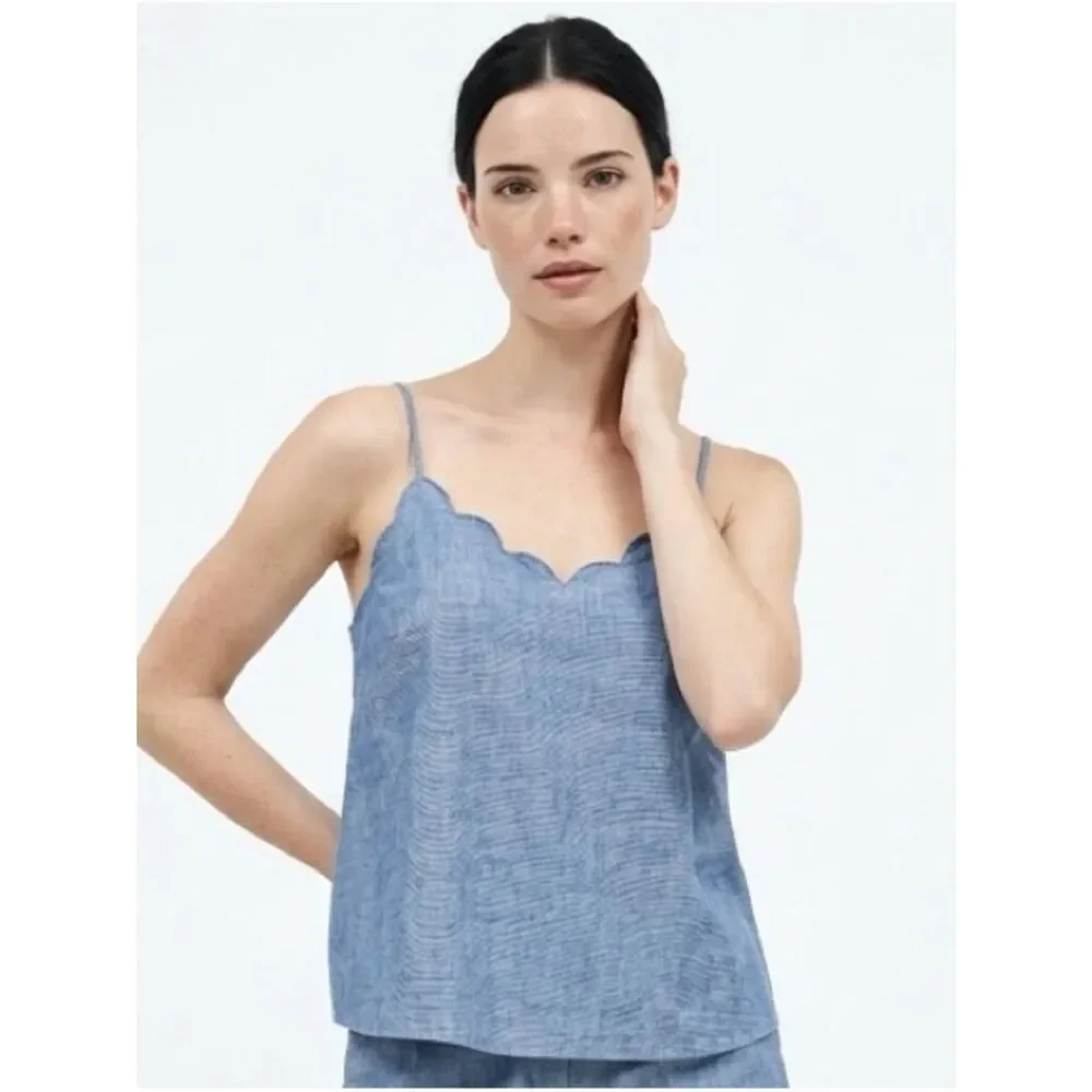 J. CREW | Blue Denim-Look Scallop-Edge Cami Tank Top Women’s Size 4